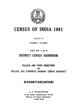 District Census Handbook, Kanniyakumari, Part XIII a and B