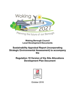 Sustainability Appraisal Report (Incorporating Strategic Environmental Assessment) to Accompany the Regulation 19 Version Of