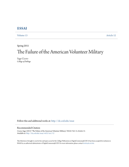 The Failure of the American Volunteer Military