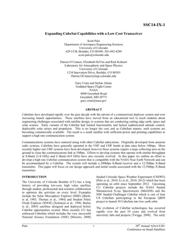 Expanding Cubesat Capabilities with a Low Cost Transceiver