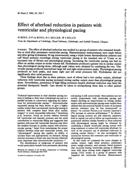 Effect of Afterload Reduction in Patients with Ventricular and Physiological Pacing