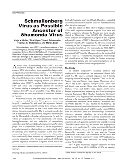 Schmallenberg Virus As Possible Ancestor of Shamonda Virus