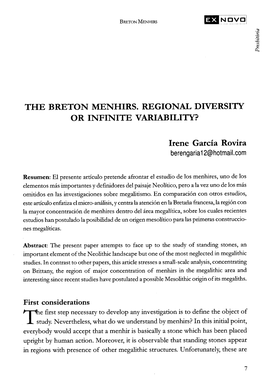 The Breton Menhirs. Regional Diversity Or Infinite Variability?