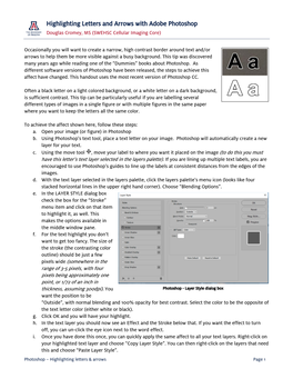 Highlighting Letters and Arrows with Adobe Photoshop Douglas Cromey, MS (SWEHSC Cellular Imaging Core)