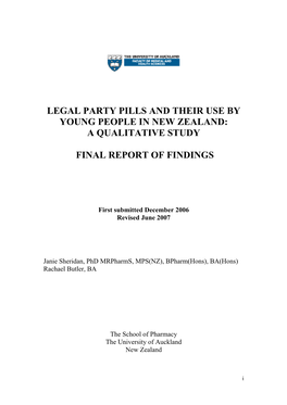 Legal Party Pills and Their Use by Young People in New Zealand: a Qualitative Study