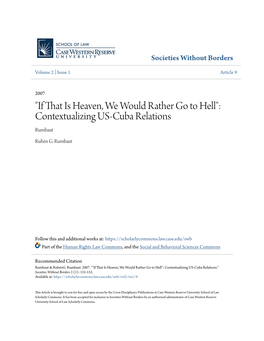 If That Is Heaven, We Would Rather Go to Hell": Contextualizing US-Cuba Relations Rumbaut