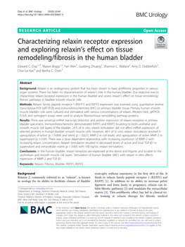 Characterizing Relaxin Receptor Expression and Exploring Relaxin's