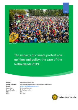 The Impacts of Climate Protests on Opinion and Policy: the Case of the Netherlands 2019