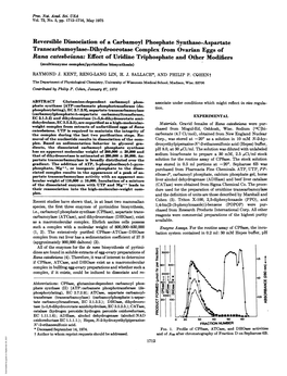 Reversible Dissociation of a Carbamoyl Phosphate Synthase