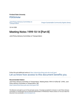 Meeting Notes 1999-10-14 [Part B]