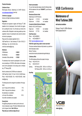 VGB Conference Maintenance of Wind Turbines