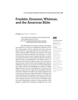 Franklin, Emerson, Whitman, and the American Bible