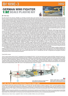 Bf109e-3 3002 GERMAN WWII FIGHTER 1:32SCALEPLASTICKIT