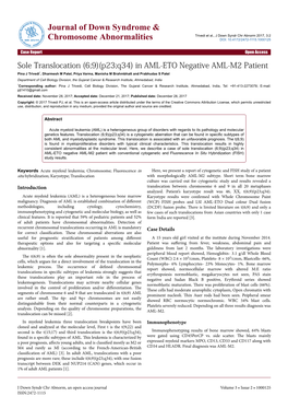 Sole Translocation (6;9)(P23;Q34) in AML-ETO Negative AML-M2 Patient