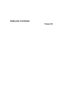 INORGANIC SYNTHESES Volume XX Board of Directors