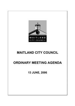 Maitland City Council Ordinary Meeting Agenda