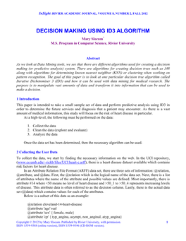 Decision Making Using Id3 Algorithm