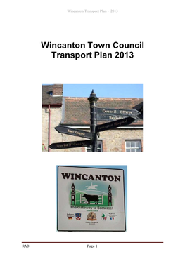 Wincanton Town Council Transport Plan 2013