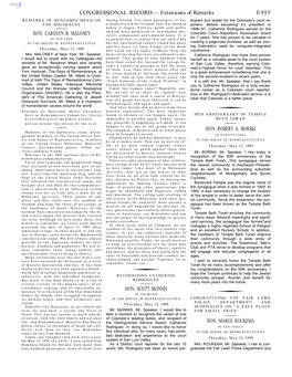 CONGRESSIONAL RECORD— Extensions of Remarks E955 HON