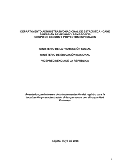 Resultados Preliminares De La Aplicacin Del Registro Para La