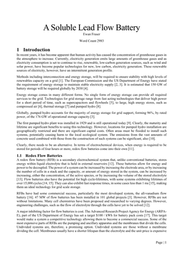 A Soluble Lead Flow Battery Ewan Fraser Word Count 2983