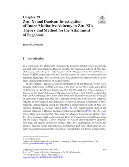 Zhu Xi and Daoism: Investigation of Inner-Meditative Alchemy in Zhu