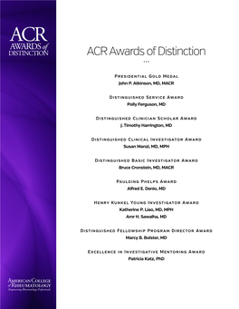 ACR Awards of Distinction • • •