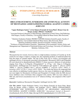 Drug Enhancement, Synergism and Antifungal Activity of Miconazole Associated Polygodial Against Candida Albicans