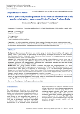 Clinical Pattern of Papulosquamous Dermatoses: an Observational Study Conducted at Tertiary Care Center, Ujjain, Madhya Pradesh, India