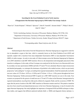 Searching for the Great Oxidation Event in North America: a Reappraisal of the Huronian Supergroup by SIMS Sulfur Four-Isotope Analysis