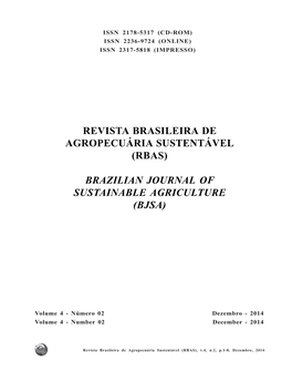 Rbas) Brazilian Journal of Sustainable Agriculture (Bjsa