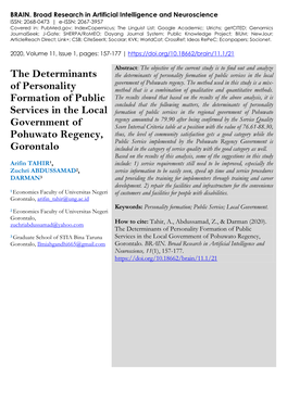 The Determinants of Personality Formation of Public Services in the Local Government of Pohuwato Regency, Gorontalo”