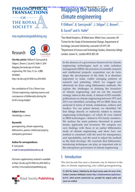 Mapping the Landscape of Climate Engineering