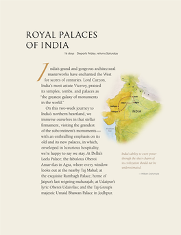 ROYAL PALACES of INDIA 16 Days Departs Friday, Returns Saturday