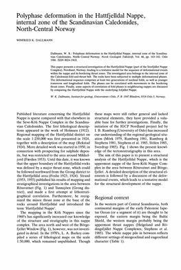 Polyphase Deformation in the Hattfjelldal Nappe, Intemal Zone of the Scandinavian Caledonides, North-Central Norway