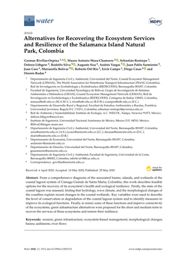 Alternatives for Recovering the Ecosystem Services and Resilience of the Salamanca Island Natural Park, Colombia