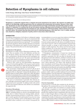 Detection of Mycoplasma in Cell Cultures