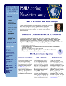 PSMLA Spring Newsletter 2017