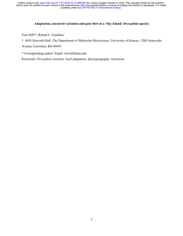 Adaptation, Ancestral Variation and Gene Flow in a 'Sky Island