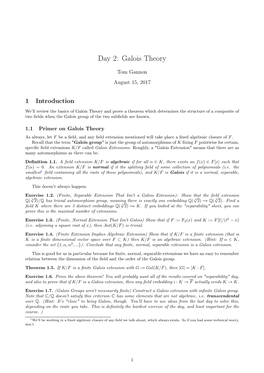 Day 2: Galois Theory