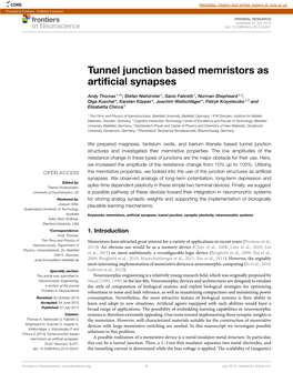 Tunnel Junction Based Memristors As Artificial Synapses