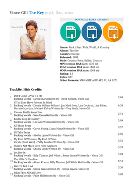 Vince Gill the Key Mp3, Flac, Wma