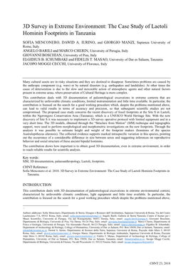 The Case Study of Laetoli Hominin Footprints in Tanzania