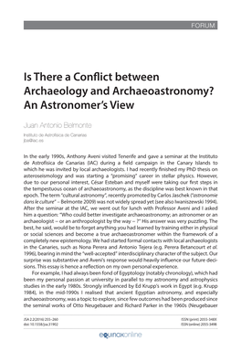 Is There a Conflict Between Archaeology and Archaeoastronomy? an Astronomer’S View