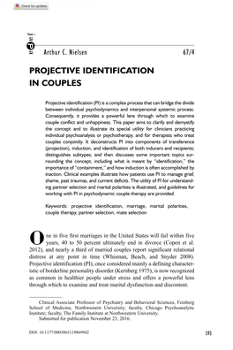 Projective Identification in Couples Projective Identification Arthur C