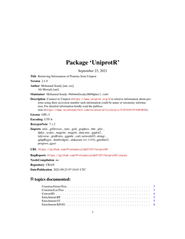 Uniprotr: Retrieving Information of Proteins from Uniprot