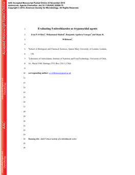 Evaluating 5-Nitrothiazoles As Trypanocidal Agents