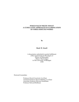 Which Bach Wrote What? a Cumulative Approach to Clarification of Three Disputed Works