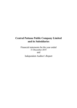 Central Pattana Public Company Limited and Its Subsidiaries