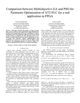 Comparison Between Multiobjective GA and PSO for Parameter Optimization of AT2-FLC for a Real Application in FPGA